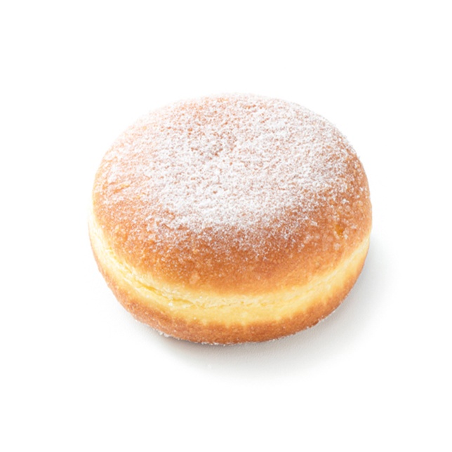 Krapfen sin relleno espolvoreado de azúcar