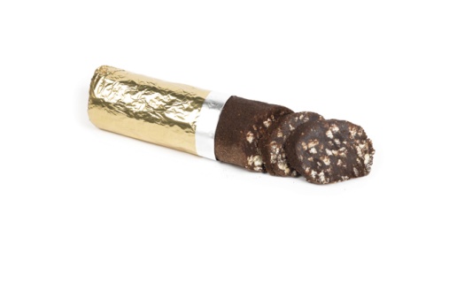 Salami de chocolate en papel de aluminio