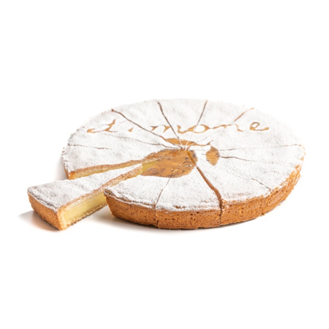 Tarta de crema pastelera precortada